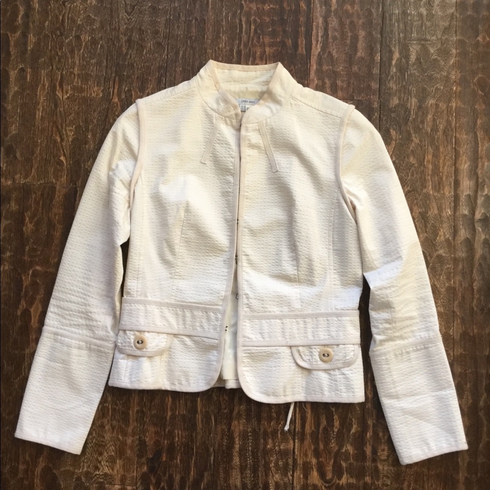 ZARA Cream Military Style Jacket - Size M (EUC)